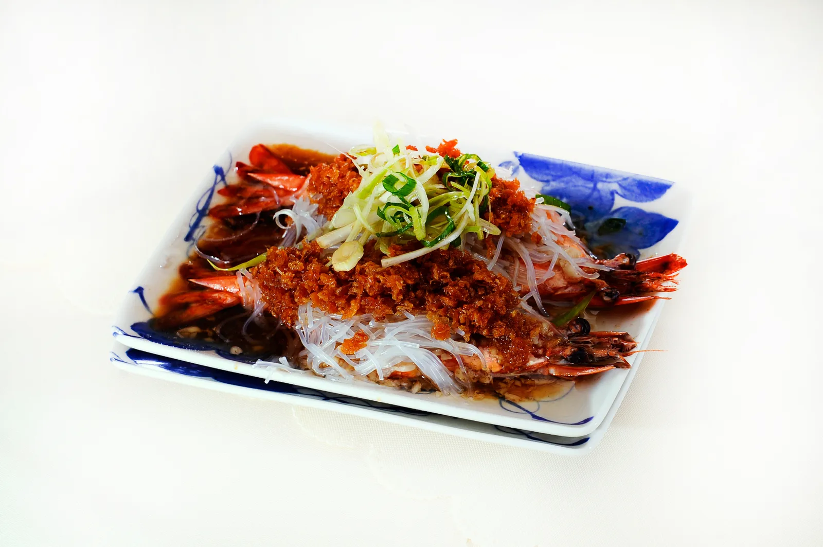 Steamed prawns with glass noodles