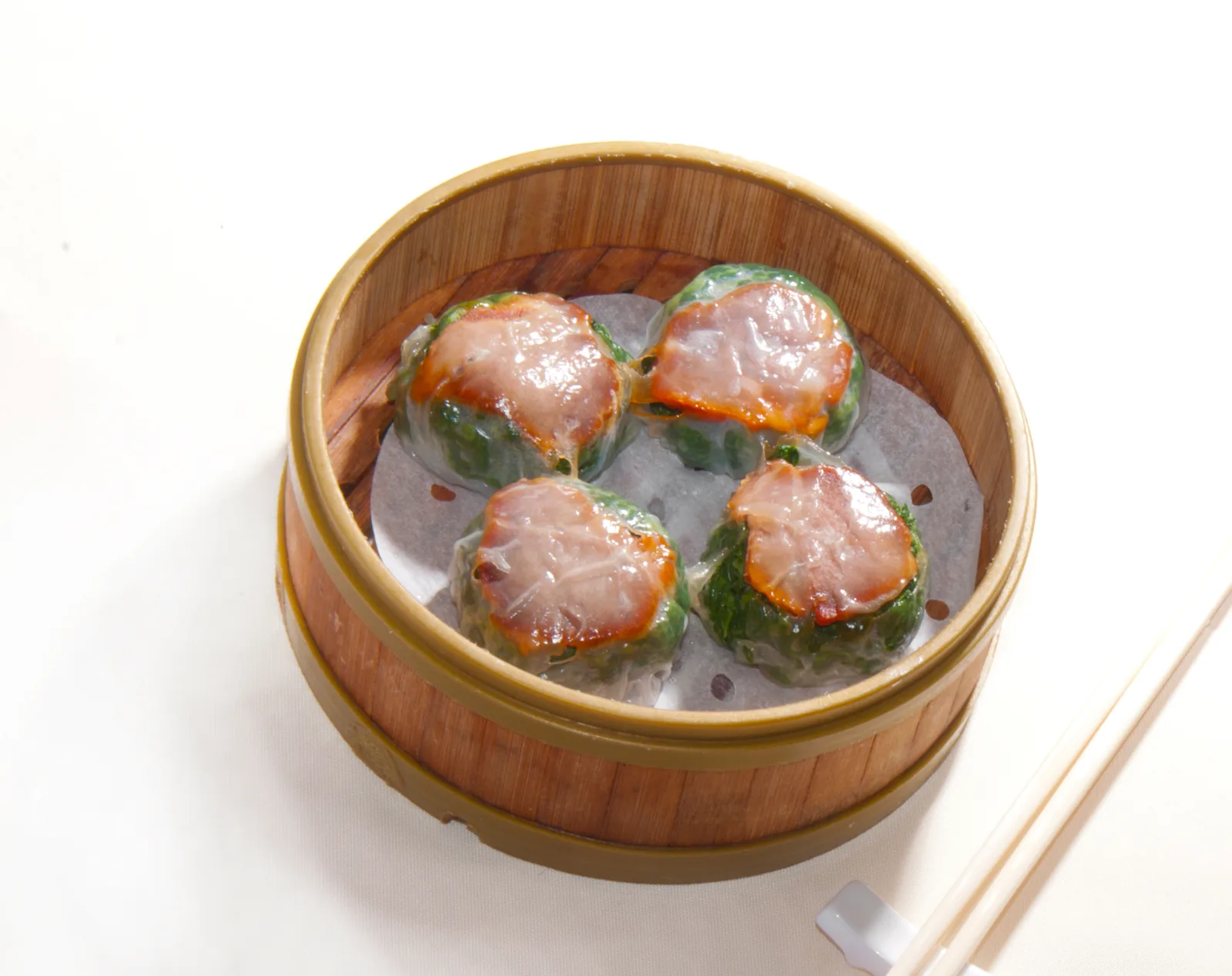 Crystal dumplings with spinach and pork